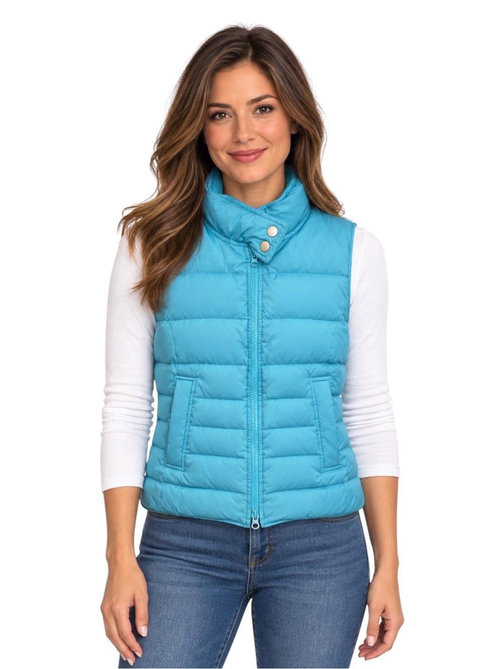 Ann Taylor LOFT Turquoise Down Feather Puffer Vest Women’s Size XS Quilted